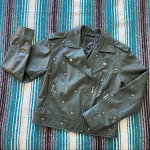 Star Studded Faux Leather Jacket